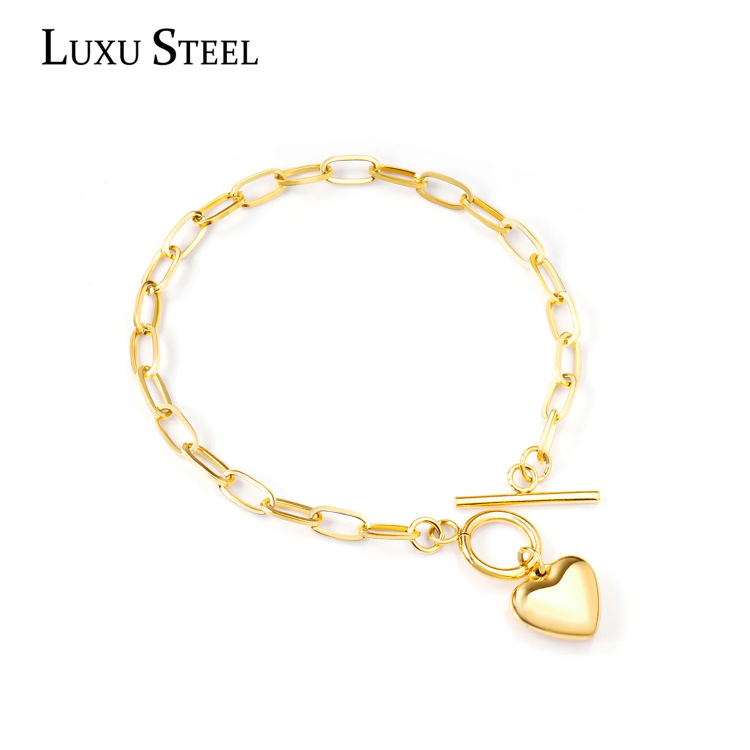 Koord armband met hart hanger - Dames gouden sieraden