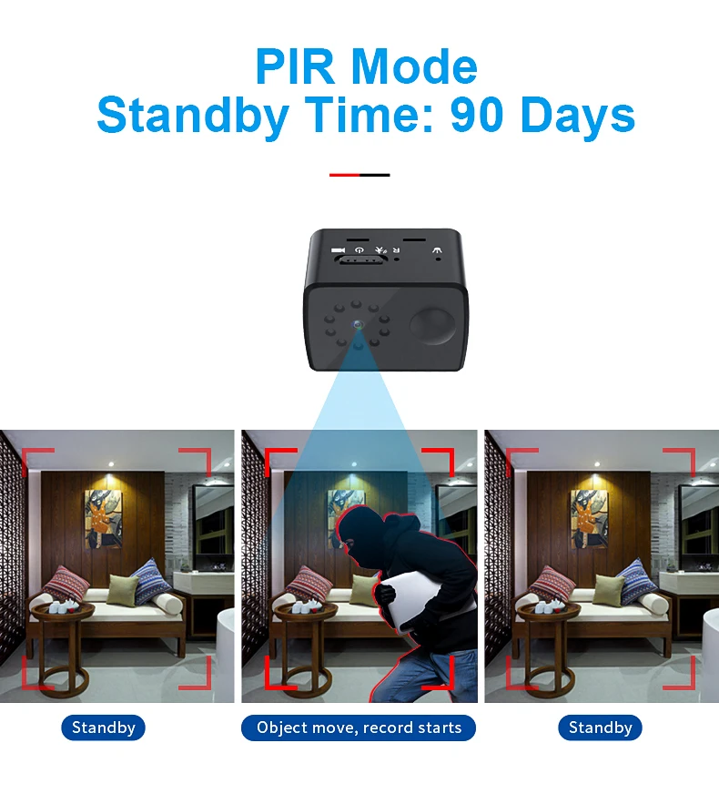 MD20 mini camera held in a hand to show scale