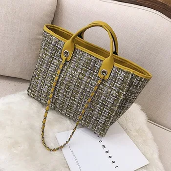 

Free shipping explosive women's bag hundred simple check color chain bucket bag single shoulder messenger large capacity bag