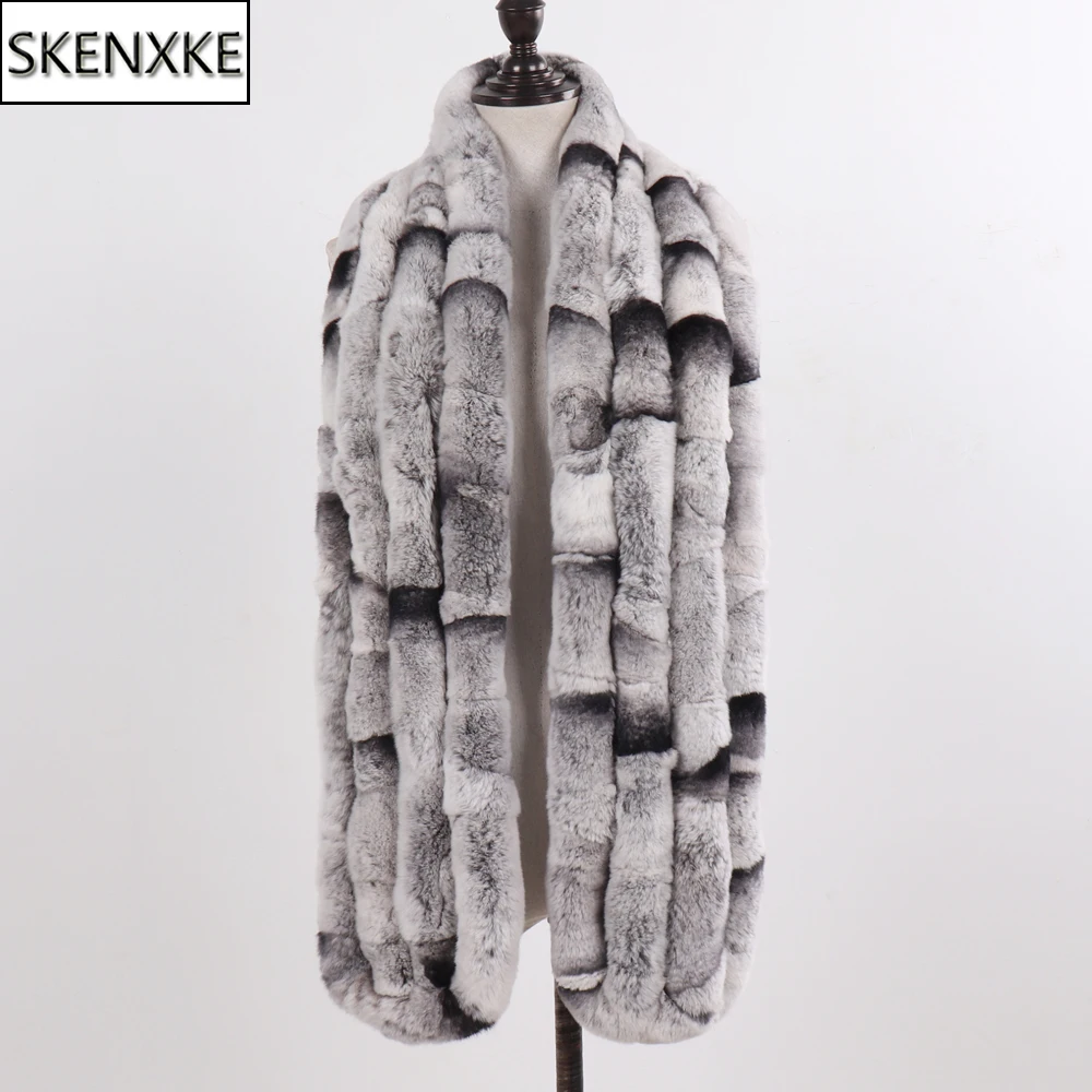 

Winter Women Knitted Real Rex Rabbit Fur Scarf Natural Soft Long Style Rex Rabbit Fur Muffler Lady Warm 100% Genuine Fur Scarves