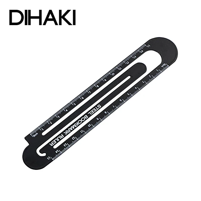 

1PC 15cm Steel Bookmark Ruler Multi-function Portable Metal Ruler For Study Cute Drawing Supplies Black/White Color