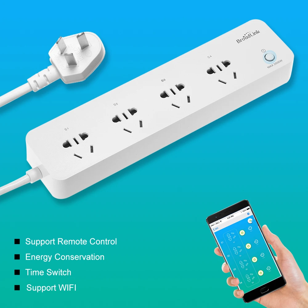 

WiFi Smart Power Strip Socket Multi-Plug Timer Switch Power Strip Outlet 4AC Outlets AU/EU/US Free App Remote Control Separately