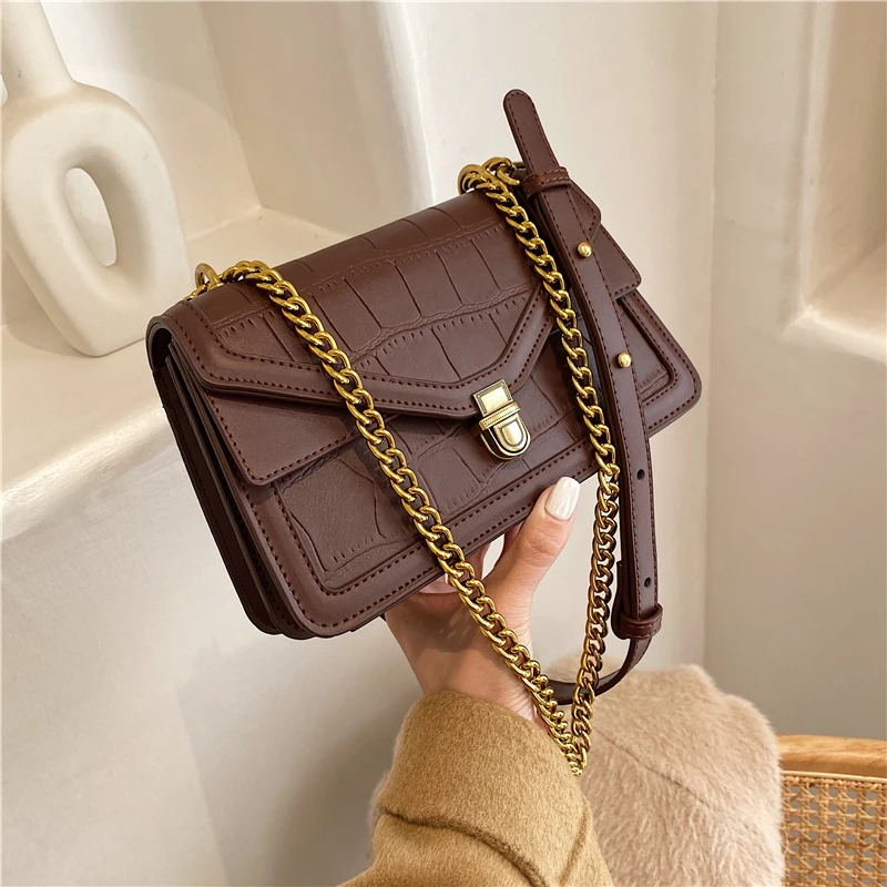 

Luxury Stone Pattern Chain Bag For Women 2020 Hight Quality Pu Leather Ladies Shoulder Handbags Designer Crossbody Purse New Sac