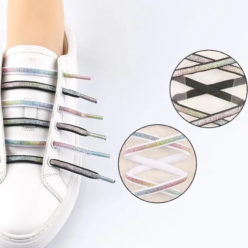 

80/100/120/140/160cm Flat Colored Shoelaces Small White Shoes Gradient Colorful Reflective Shoelaces For Women Men Sneakers Cord