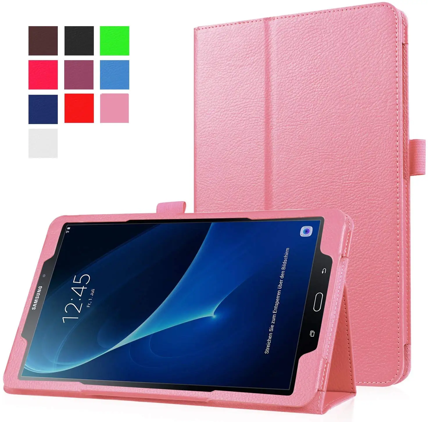Ультратонкий Магнитный чехол для samsung Galaxy Tab A 10,1, умный чехол из искусственной кожи, чехол с функцией автоматического сна/пробуждения T580 T585, SM-T580 чехол s - Цвет: Розовый