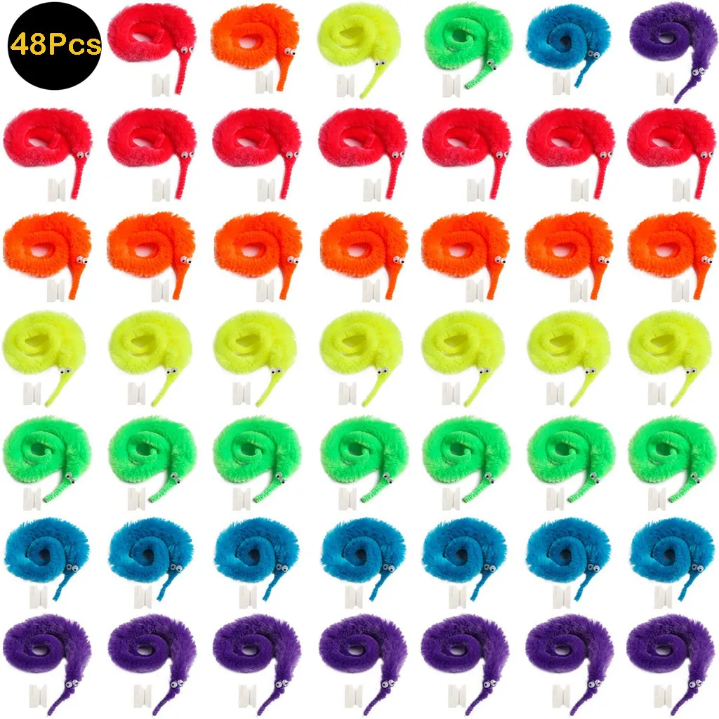 

Magic toys Novelty funny toy Caterpillar 48 Pieces Magic Wiggly Fuzzy Worm Magic Worm Toys for Party Supplies Toys and Hobbies