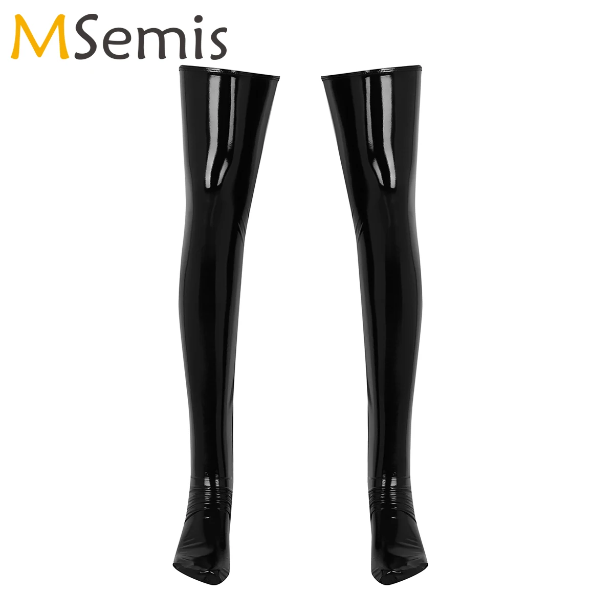 Men Sexy Latex Stockings Anti-Skid Elastic Thigh High Footed Socks Sissy Erptic Cosplay Stocking Wetlook PVC Leather Gay Costume men stockings,mens pantyhose