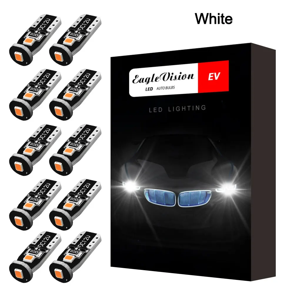 

10pcs CANBUS Error Bulbs 12V Wedge Lamp LED Car Tail Bulb Brake Lights Band Decoder Sign T10 3SMD 5050 Led Car Light W5w 194 168