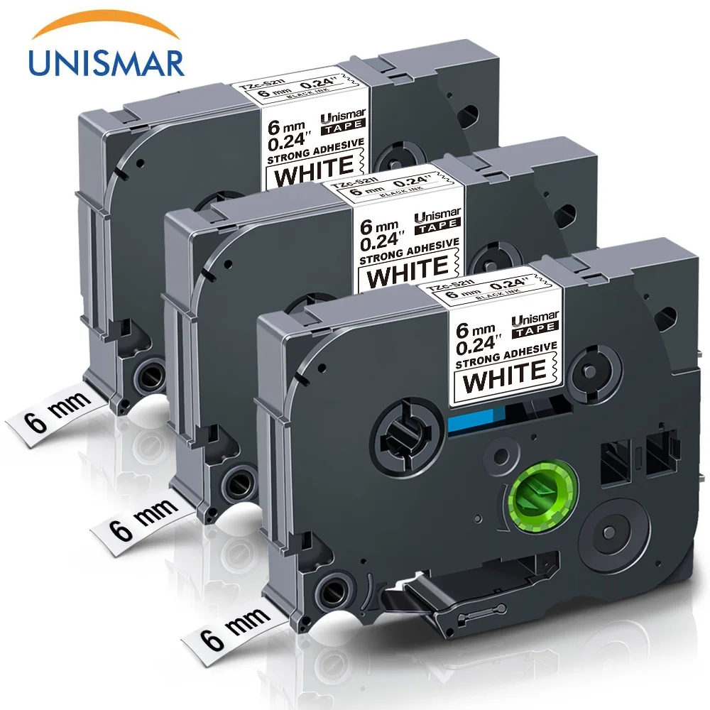 Unismar 3 шт. прочный клейкая лента для этикеток сменный Brother Tze-211 Tze211 Tz-211 Tz211 кассета