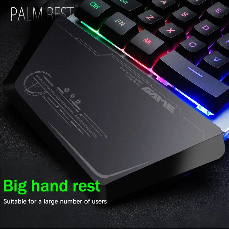 RGB PUBG Single-Handed Keyboard For PS4/Xbox/PC Mobile Phone Game Porable Wired USB LED Backlight Keypad Mechanical Keyboard