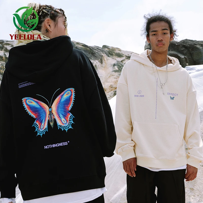 

2019 Dropshipping Autumn Winter Hip Hop Fashion Butterfly Print Hoodie Loose Men and Women Sports Hoodie Youth Couple Tops