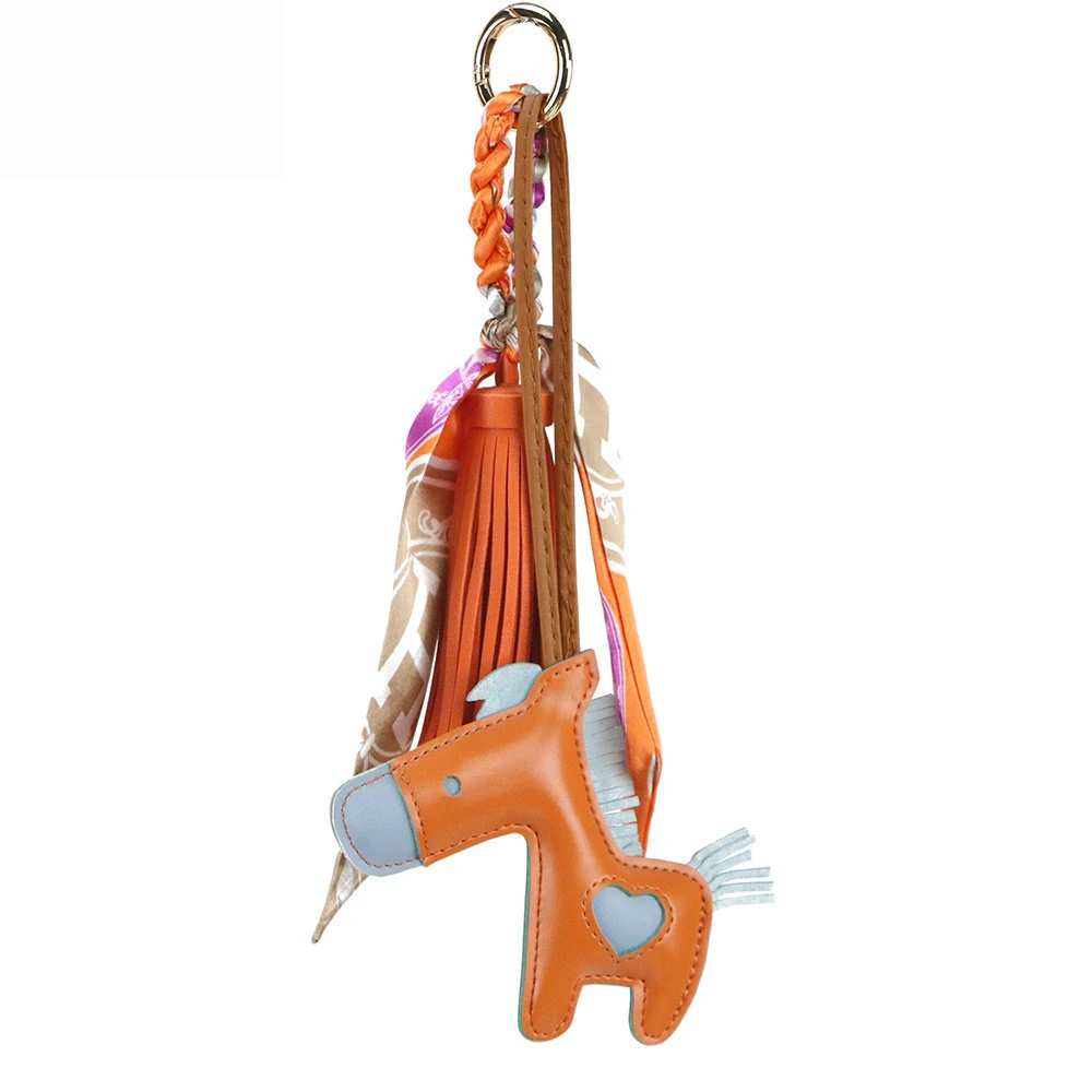 Новинка года; Модные женские подвески-сумочки из искусственной кожи с кисточками пони и шарфами; кисточки; лошади Родео; украшение для сумки - Цвет: Love-orange