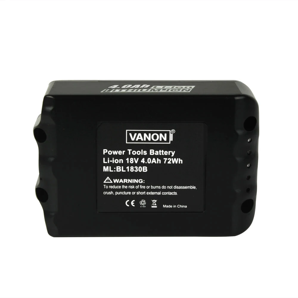 VANON для MAKITA BL1840 Li-ion 18 в 4000 мАч 4,0 Ач литий-ионная аккумуляторная батарея с светодиодный светильник BL1840B BL1830B