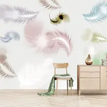 На заказ Большая фреска современный маленький свежий цвет перо спальня гостиная обои для столовой Фреска