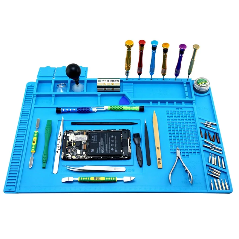 S-160 45x30cm Heat Insulation Silicone Pad Desk Mat Phone Repair With Magnetic Resistant BGA Soldering | Инструменты