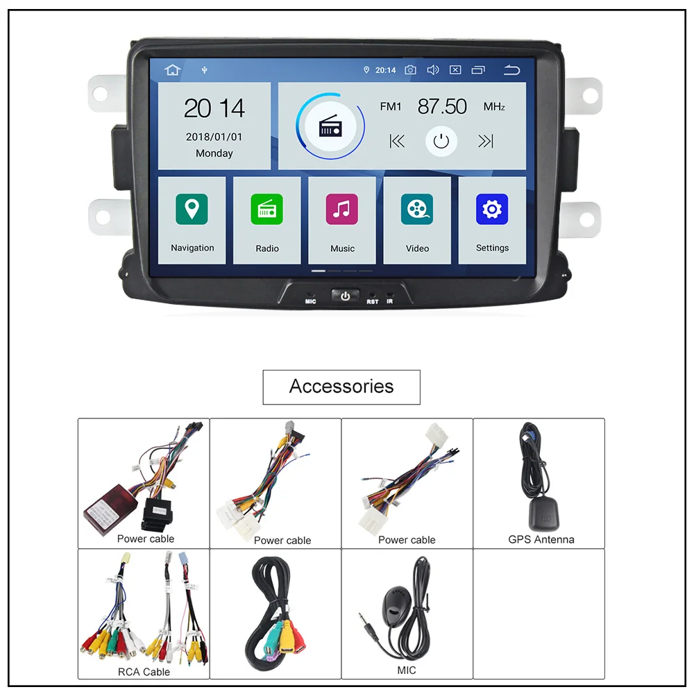Sale NaviFly Autogps Android 9 Car radio GPS Player for Duster/Captur/Lada/Xray 2/Logan 2/Sandero 8 inch IPS screen built in DSP 5