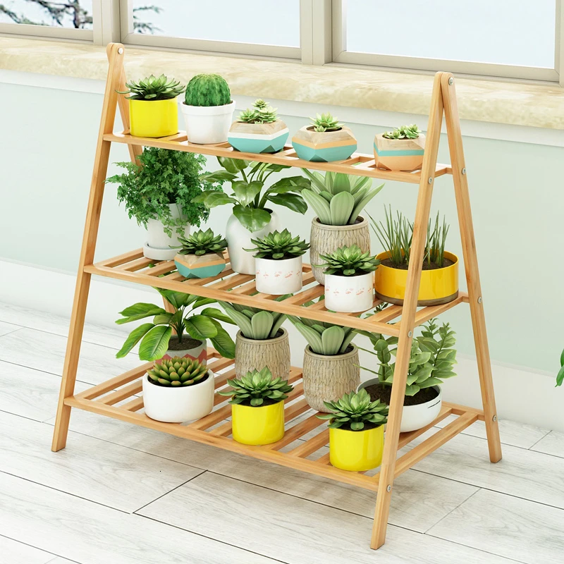 

Multi-storey Indoor Fold Landing Type Flowerpot More Meat Chlorophytum Solid Wood Simplicity Shelf