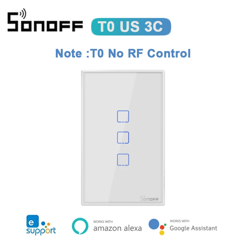 SONOFF T1/T2/T3/T0 EU/UK/US 1/2/3Gang WiFi Smart Wall Touch Switch TX ALL Smart Home Control Via Ewelink Alexa Google Home 