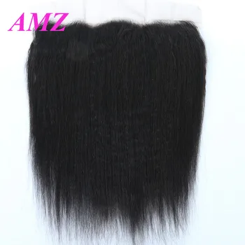 

13x4 Kinky Straight Lace Frontal Closure With Baby Hair Brazilian Remy Human Hair Closure Swiss Lace Frontal AMZ
