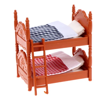 1 zestaw domek dla lalek Mini sypialnia dla dzieci Mini podwójne łóżko meble scena zabawka tanie i dobre opinie 4-6y 7-12y Cloth+Plastic CN (pochodzenie)