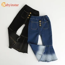 Babyinstar джинсовые штаны для маленьких девочек; повседневные детские осенние брюки; брюки для девочек; детские штаны для девочек;