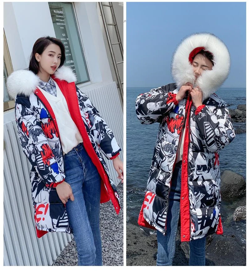 Двусторонняя одежда зимняя куртка женская 2019 свободная с капюшоном пуховая хлопковая стеганая куртка Толстая Длинная женская парка