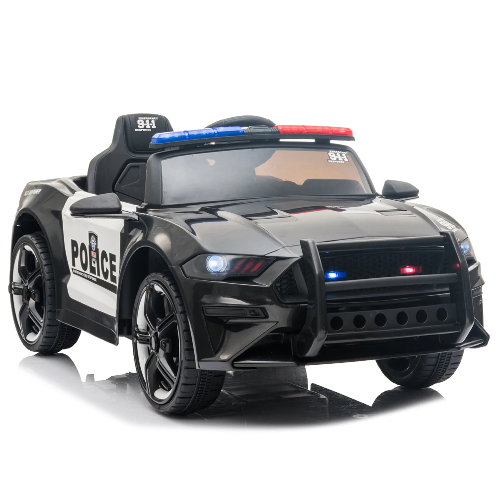 

12V Kids Ride On Car ,Police sports car,2.4GHZ Remote Control,LED Lights,Siren,Microphone,Black