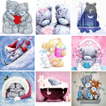 

5d DIY Diamond Painting Cartoon Full Drill Square Snowglobe Bear Paintings Embroidery Home Decorations for Baby Children Gift