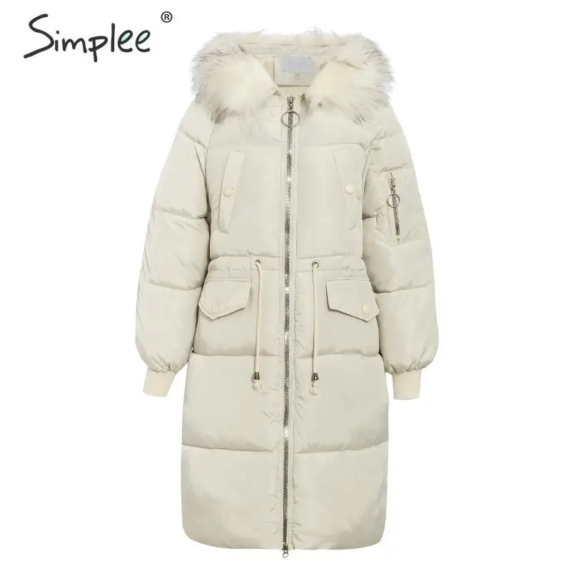 Simplee модные толстые женские зимние парки с меховым воротником и капюшоном на