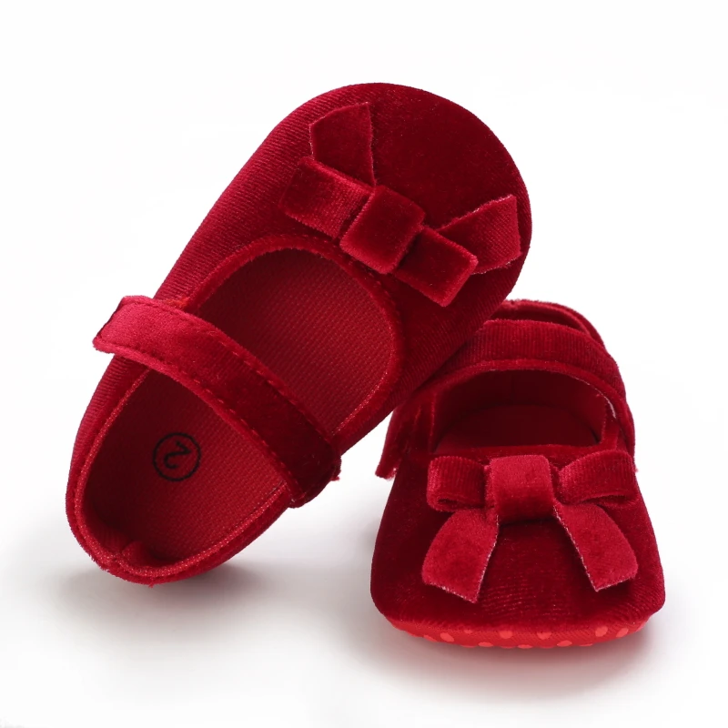 Baby Spring And Autumn Style Lovely Bow Solid Color Soft Sole Princess Shoes 0-18 Months Newborn Baby Casual Walking Shoes