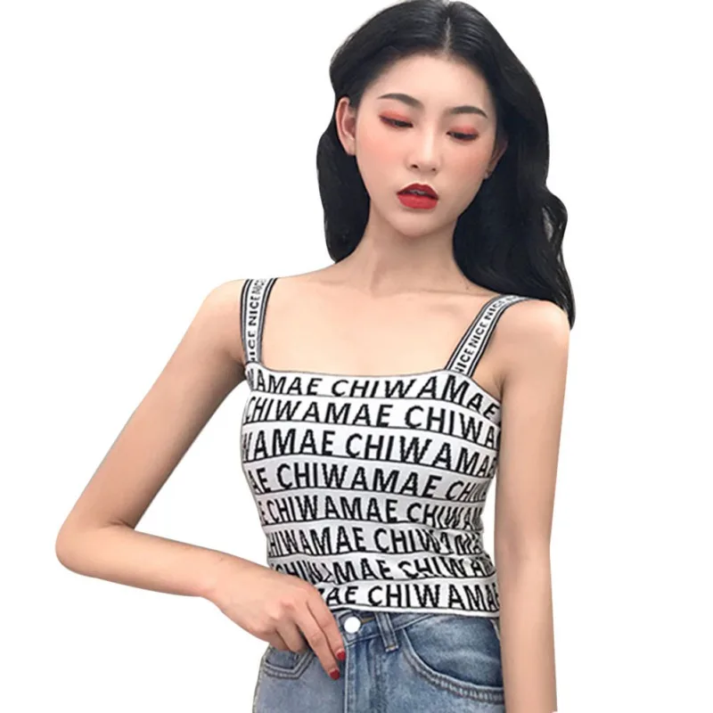Белый Hot Sexy Fashion Tank Tops For Women Ladies Letter Tank Top Vest Off Shoulder Halter Blouse T-Shirt Camis New - Цвет: Белый
