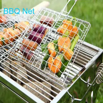 

Multipurpose BBQ Mesh Clip Bold Burger Grill BBQ Tools Grill Anti-scalding Wooden Handle Easy To Carry And Durable High-quality