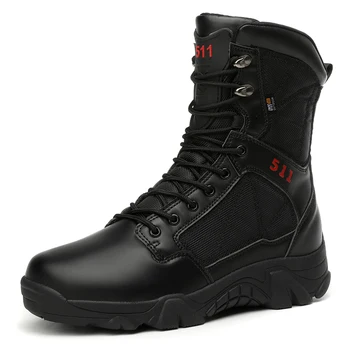 

High Top Tactical Boots Mens Shoes Waterproof Hiking Shoes Outdoor Hunting Boots Mountain Shoes Man Desert Combat Military Boots