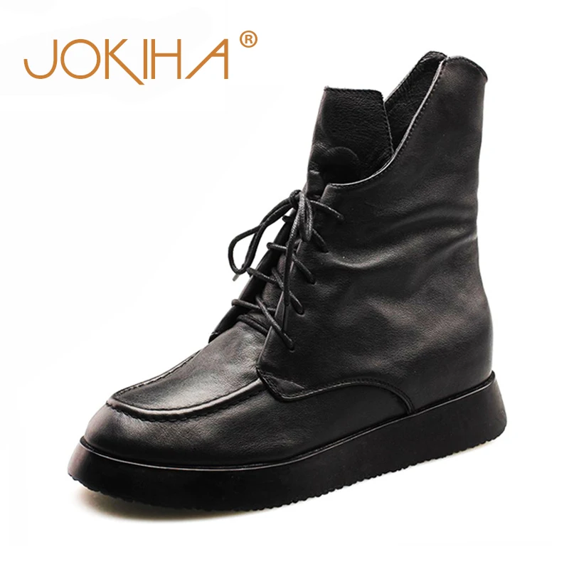 

Winter Women Short Booties Cow Leather Ladies Ankle Boots Roma Retro Woman Motorcycle Boots Mori Girl Black Shoes Botas