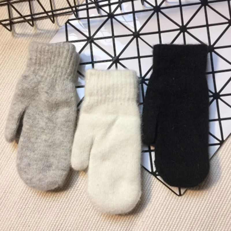 

Simple fashion female short rabbit fur mittens double warm gloves winter windproof warm outdoor riding ski gloves D98