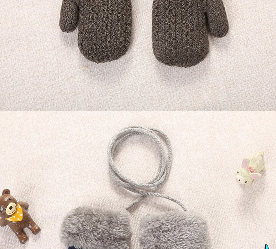 Mittens For Children Children's Mittens Winter Wool Knitted Gloves Children Warm Rope  1-4 years old boy girl Baby Gloves designer baby accessories