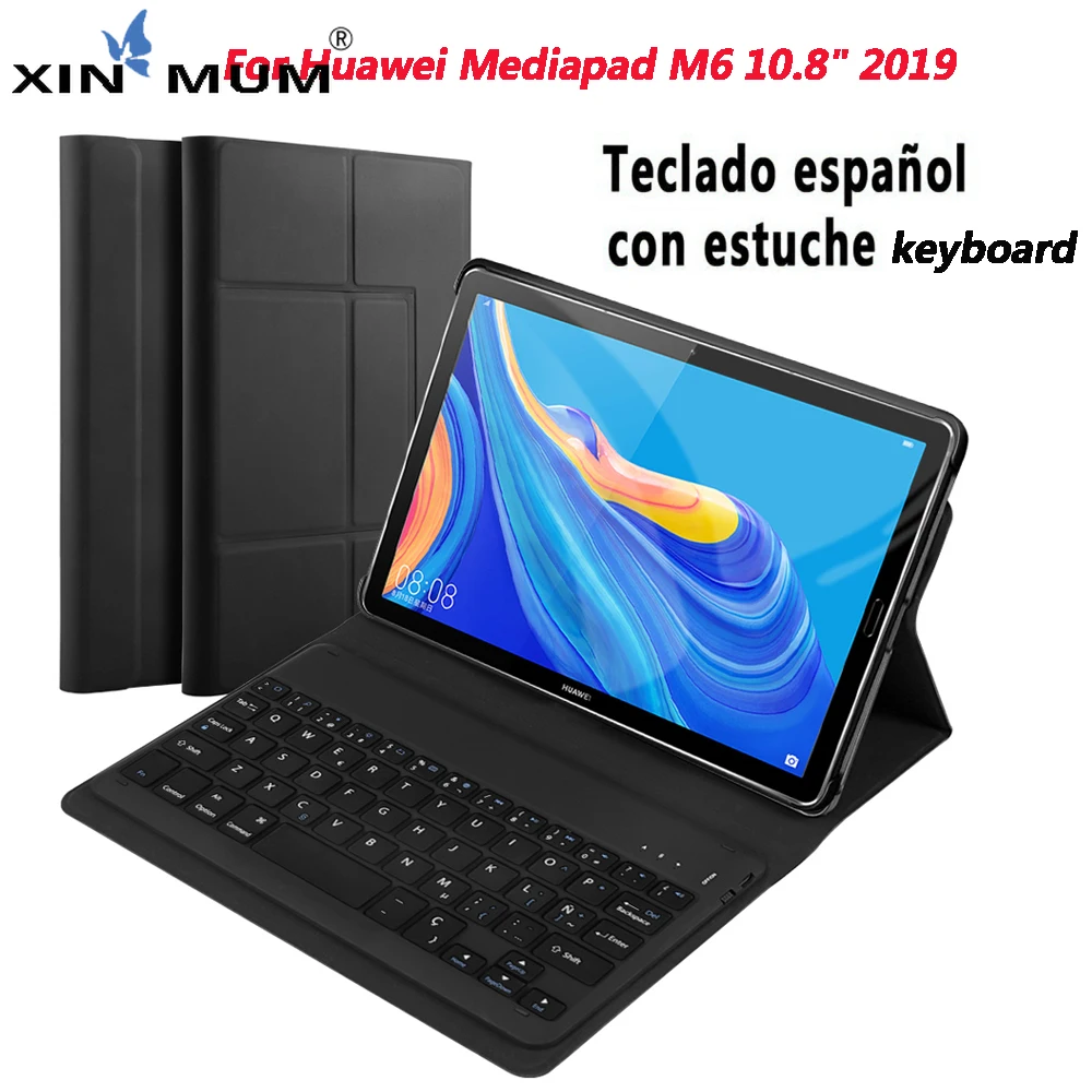 

Tablet Bluetooth Keyboard Cover For Huawei MediaPad M6 10.8 2019 Magnetic Adsorption Detachable Keyboard Cover With Leather Case