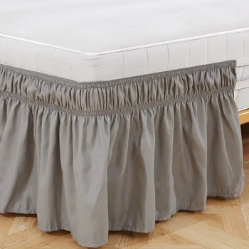 

Hotel Elastic Bed Skirt 8 Colors Elastic Solid Color Bed Skirts Bed Covers without Bed Surface Dust Ruffle Pastoral Style Fit Be