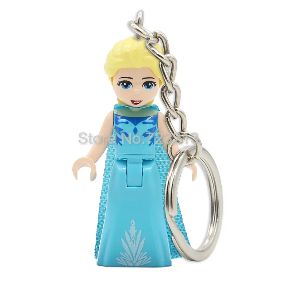 Сказочная принцесса брелок для девушек фигурка брелок для ключей Belle Beast Mulan Золушка Анна Ариэль Олаф запутанная кукла строительные блоки игрушки - Цвет: El sa