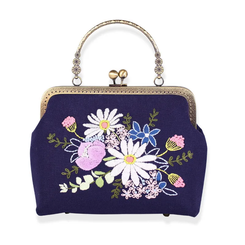 

Handbag Cross Body Bag Hand-Embroidered DIY Material Contains Foot Nail Chain Crafts Cross-Stitch Pendant Han Suit Retro Bags