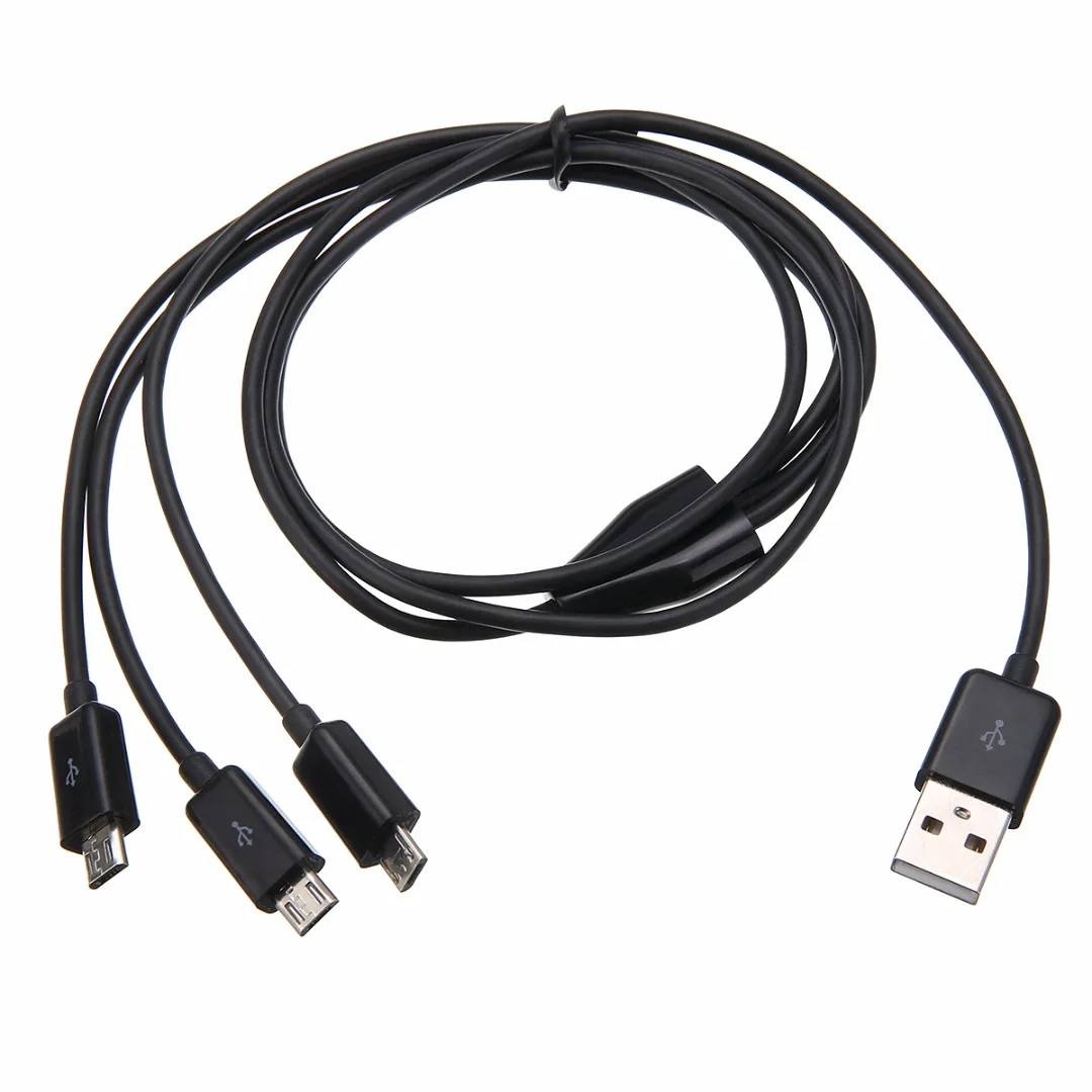 USB 2,0 Мужской до 3 Micro USB 2,0 Мужской Y разветвитель зарядный кабель для передачи данных Шнур для huawei P30 P20 P10 pro lite зарядное устройство Шнур для Xiaomi - Цвет: 1M 3FT