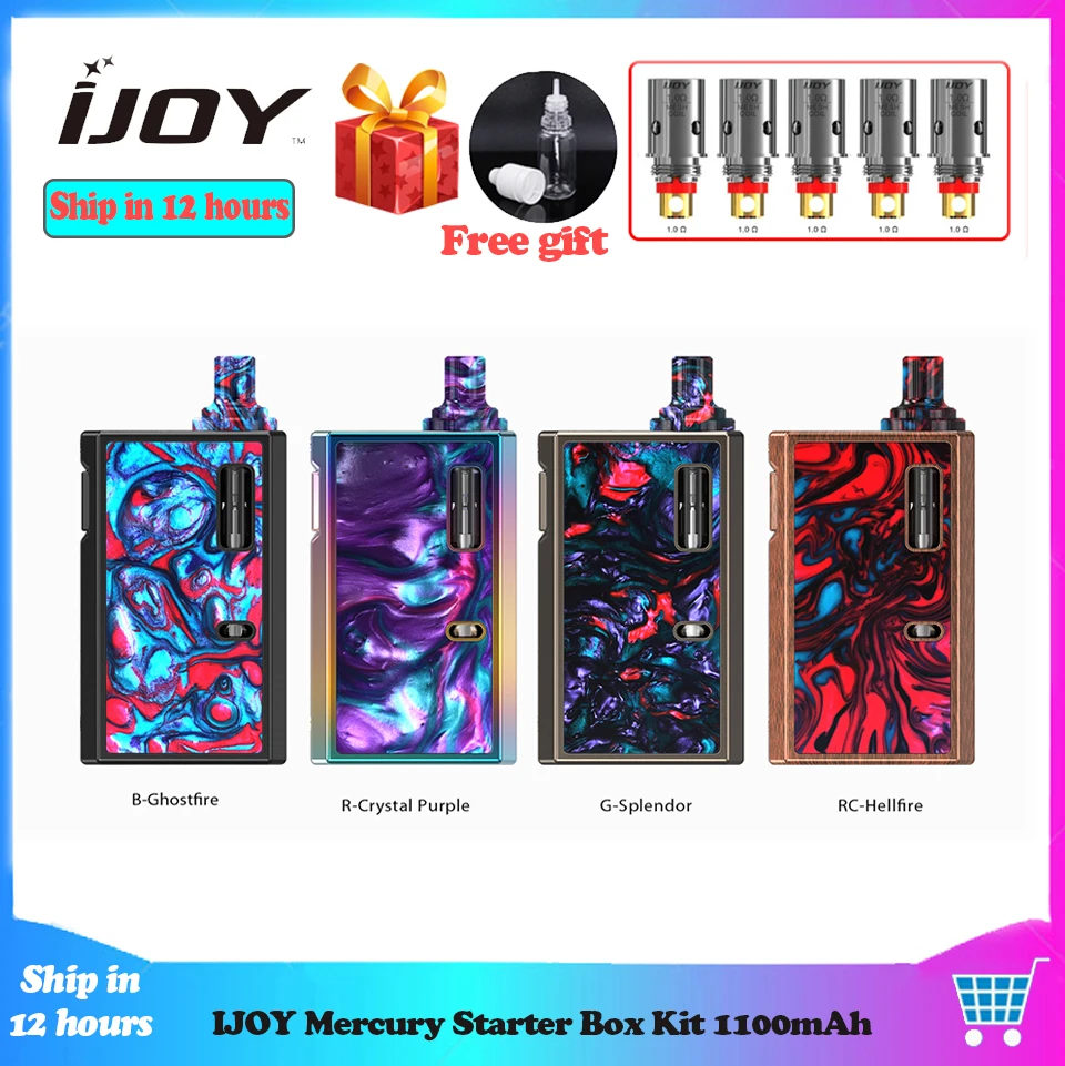 

Original IJOY Mercury Box Vape Kit 1100mAh 12W with 2ml Tank 1.0ohm Mesh MTL Coil E Cigarette Starter Vape Kit Vaporizer vs EVO
