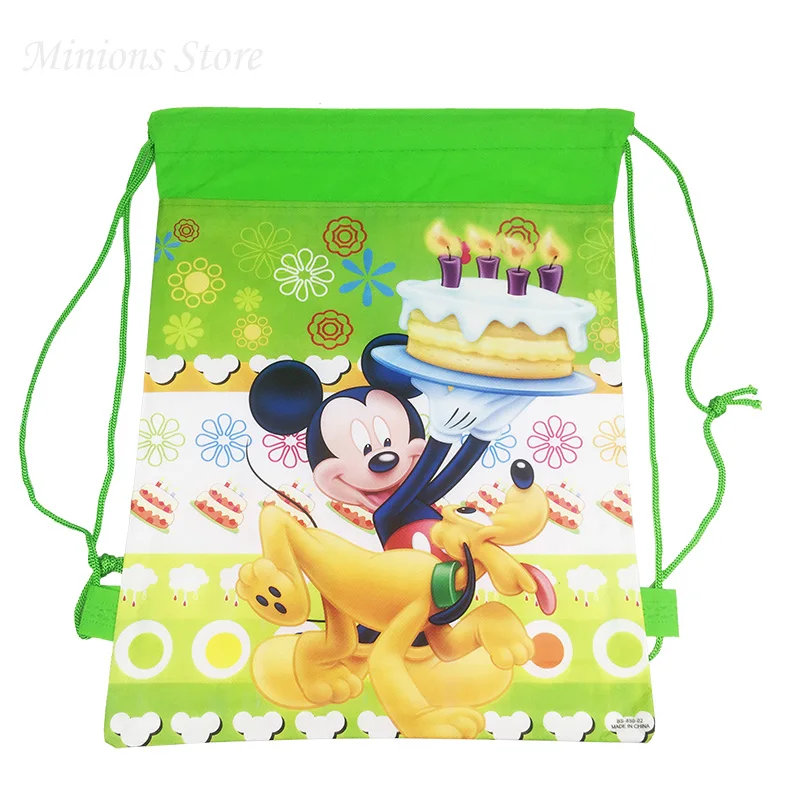 6 шт./партия, нетканый праздничный рюкзак русалки, детская дорожная школьная сумка, Подарочная сумка, сумка-мешок с мультяшными русалочками, вечерние принадлежности - Цвет: Mickey