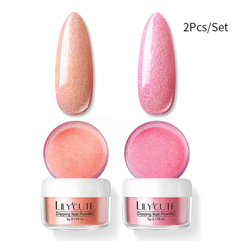 2Pcs Set 03 LILYCUTE погружение ногтей Блеск порошок наборы градиентный французский порошок для ногтей Красочные голографические натуральные сухие пигментные лампы для лечения - Цвет: 2Pcs Set 03