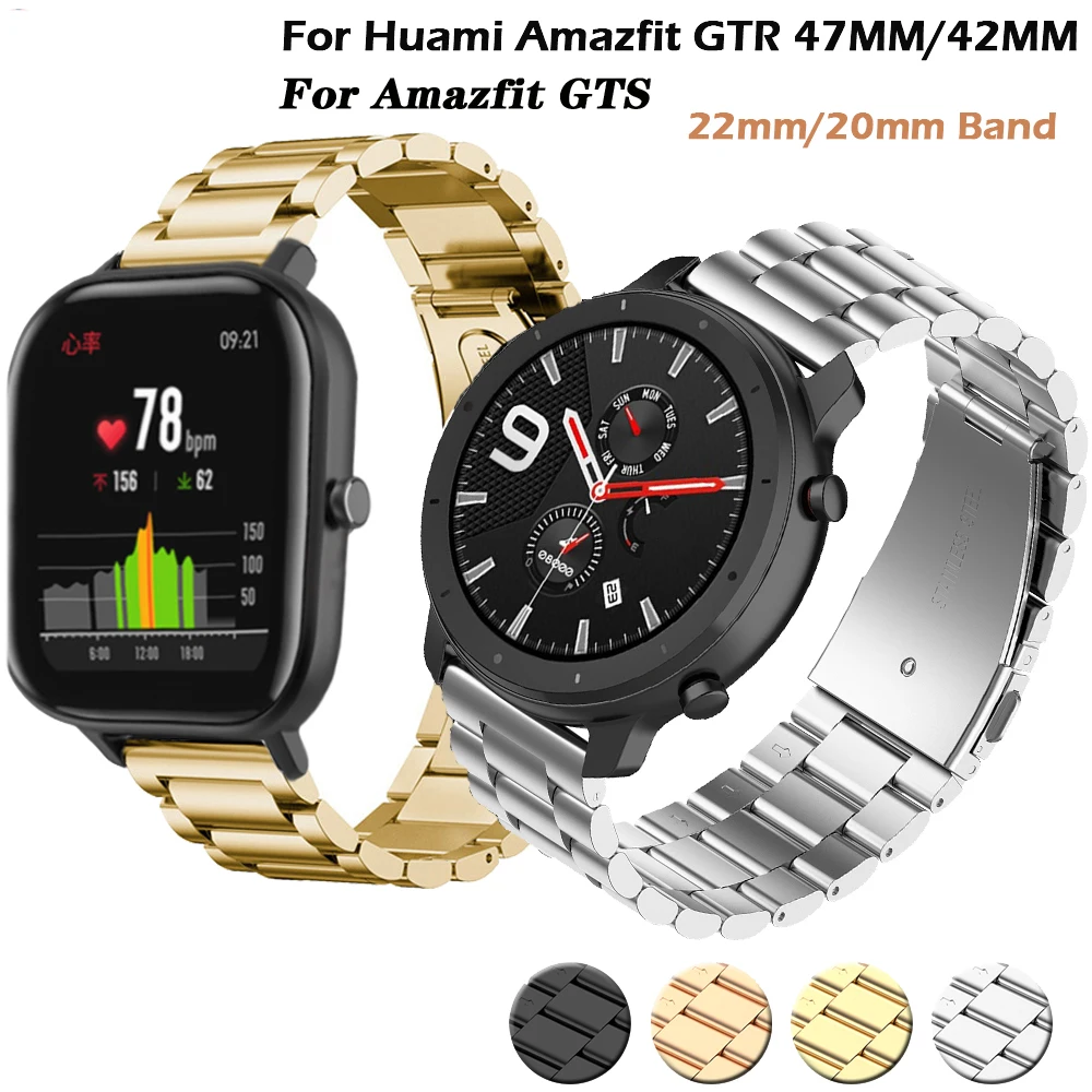 Ремешок из нержавеющей стали для Xiaomi Huami Amazfit Bip BIT PACE Lite Youth GTS GTR 20 22 мм ремешок