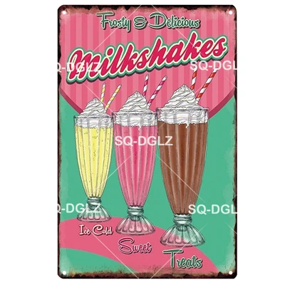 0882 Milkshakes оловянный знак металлический знак винтажное украшение бара мороженое домашний декор настенная наклейка картина для паба плакат подарок - Цвет: 0882