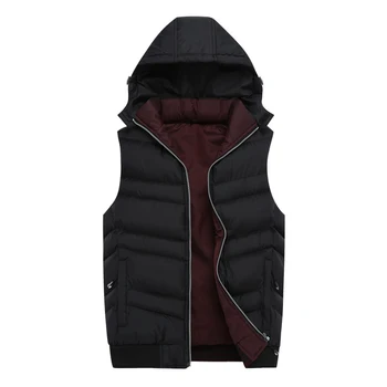 

Men's Vest Fashion Sleeveless Jacket New Autumn Winter Vest Casual Hooded Thick Coat Male Warm Waistcoat Asian Size L-4XL