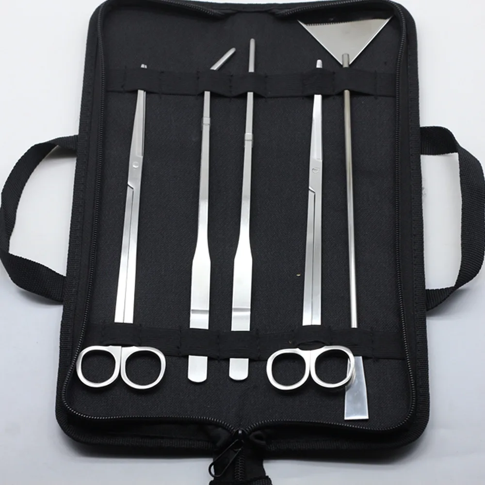 3/5Pcs Set Aquarium Cleaning Tools Kit Tweezers Curve Scissor Fish Tank Water Plants prune Grass Stainless Steel Tool Suit