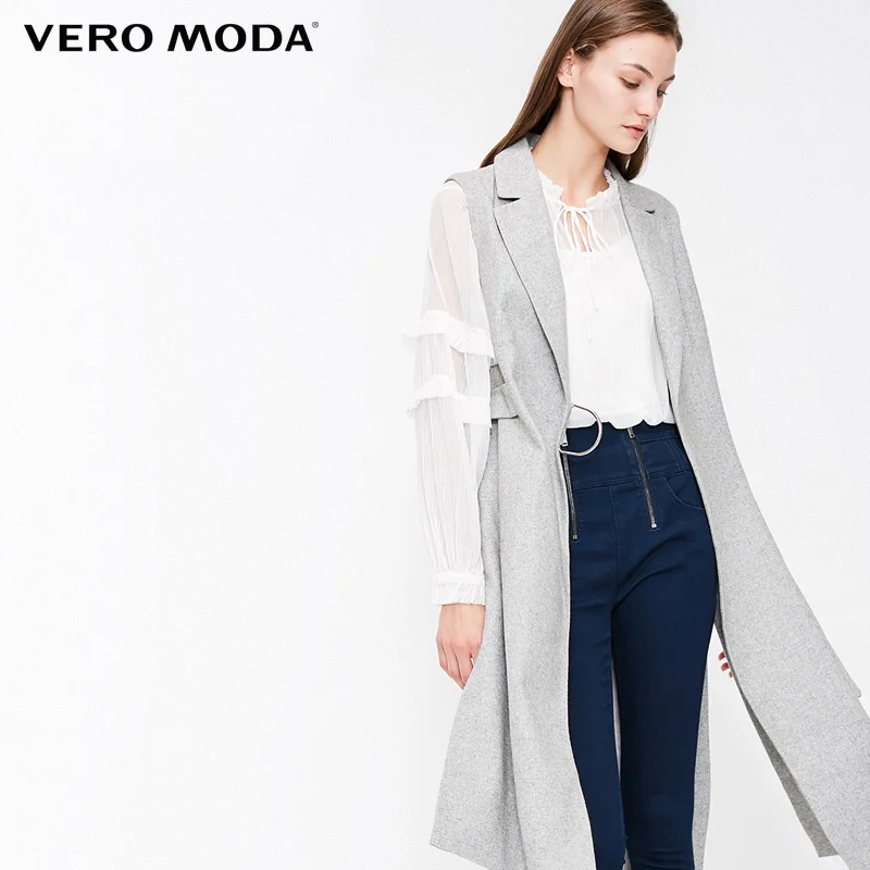 Зимний жилет без рукавов на шнуровке с отворотом Vero Moda | 318334504 Женская одежда