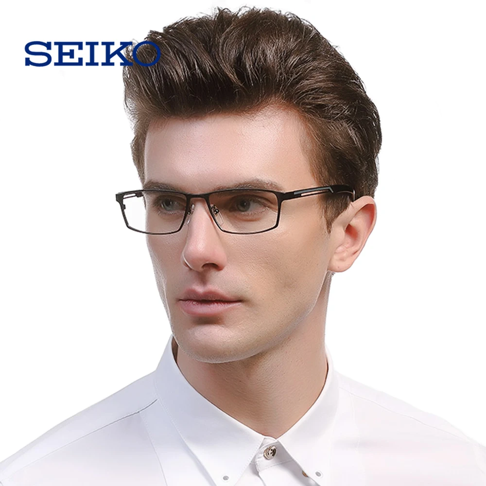 US $89.05 Seiko Titanium Glass Frame For Men Optical Pure Titanium Rectangle Square Prescription Glasses Frame Hc1009